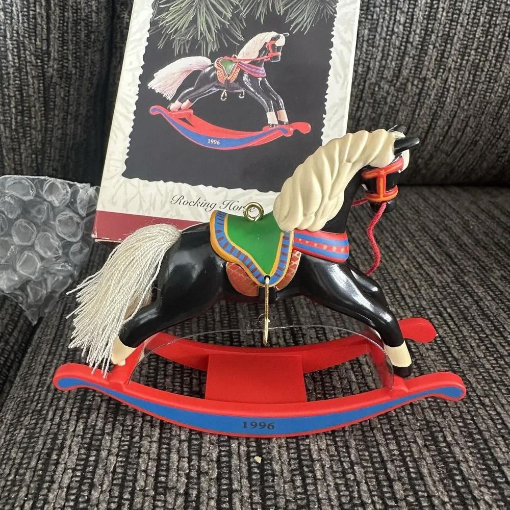 Lot / 6 Vintage Hallmark Rocking Horse Series 2, 4 + Keepsake Christmas Ornament